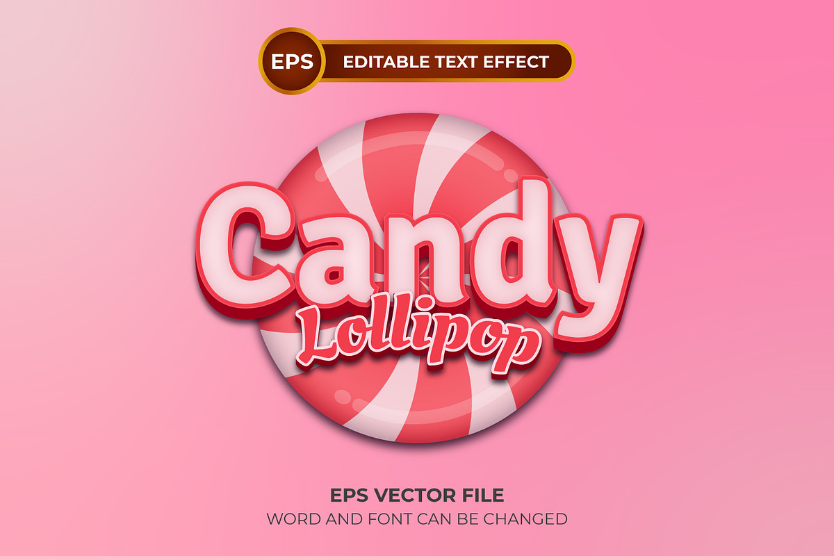 Candy lollipop editable text effect, a Layer Style Add-On by Semu Creative