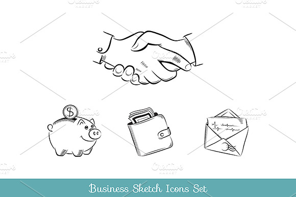 Business And Finance Sketch Icon Set