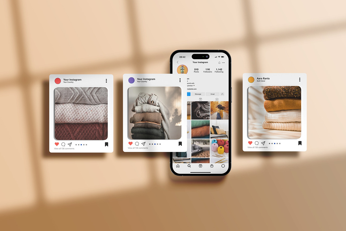 Instagram Post and Stories Mockup, a Device Mockup by Sweetdady (Photo 2 of 8)