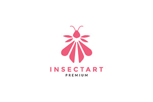 Pink Beauty Insect Art Logo Symbol