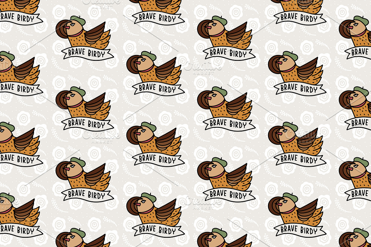 Patterns with cartoon birdies, a Pattern Graphic by Lyolya Profitrolya (Photo 6 of 7)