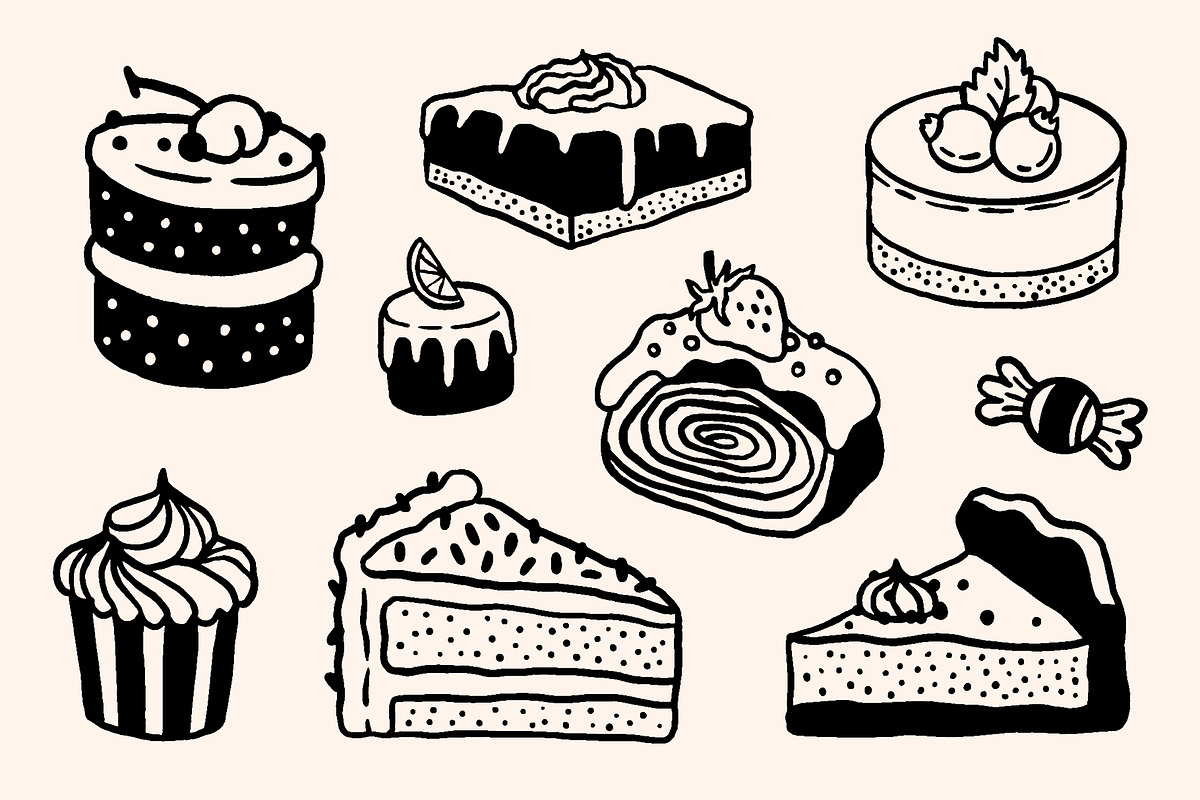 CAFE DOODLES | Graphic collection, a Food Illustration by katieromanoff_art (Photo 9 of 12)