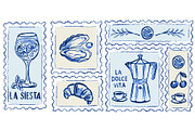 Hand drawn Amalfi coast postage, a Food Illustration by Zimages (Thumbnail 1 of 3)
