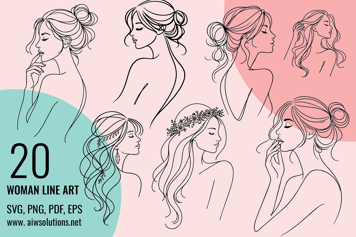 Woman Single Line Art Bundle, an Object Graphic by AIW SOLUTIONS (Photo 1 of 6)