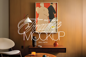 A1 Poster Mockup Warm Wood Interior, a Mockup by WasMockups