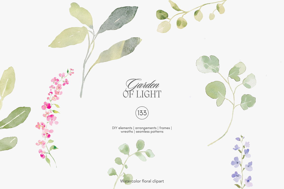watercolor spring blossoms huge set, a Decorative Illustration by Patishop Art (Photo 7 of 20)