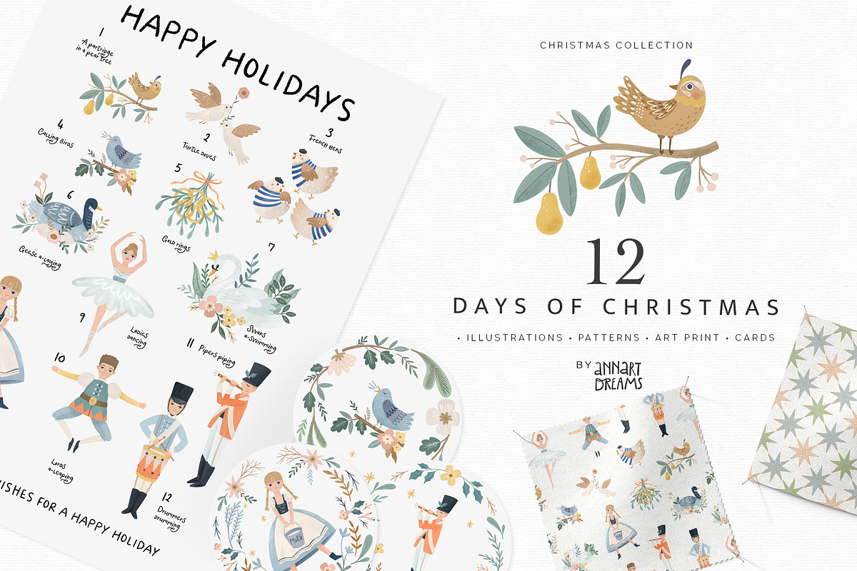 12 days of Christmas, an Animal Illustration by annartdreams (Photo 1 of 10)