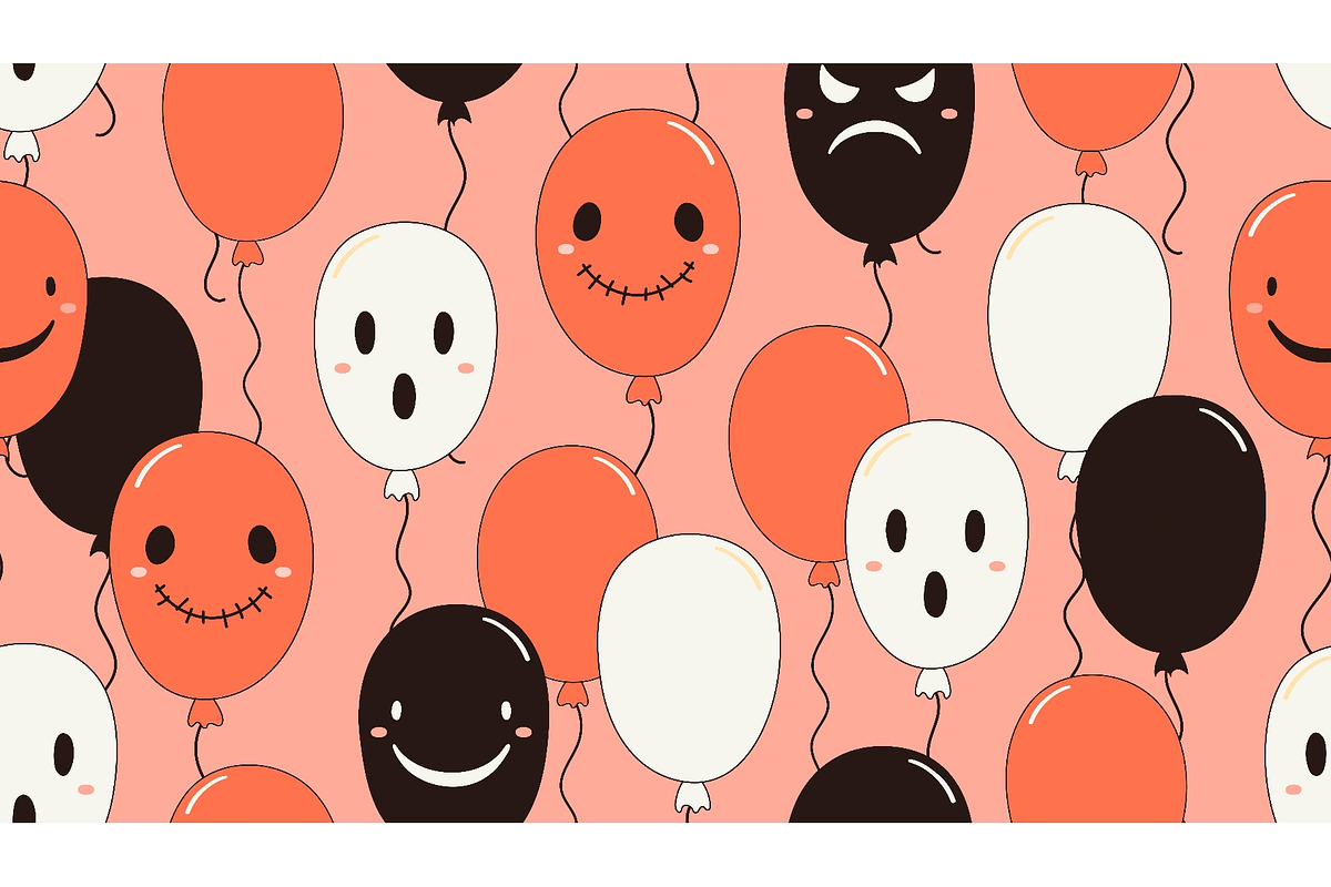 Cute flying balloons with spooky, a Seasonal Illustration by sceptical cactus (Photo 1 of 3)