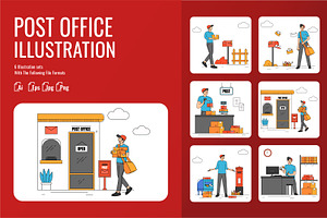 Post Office - Flat Illustration, a Work Illustration by SlideFactory