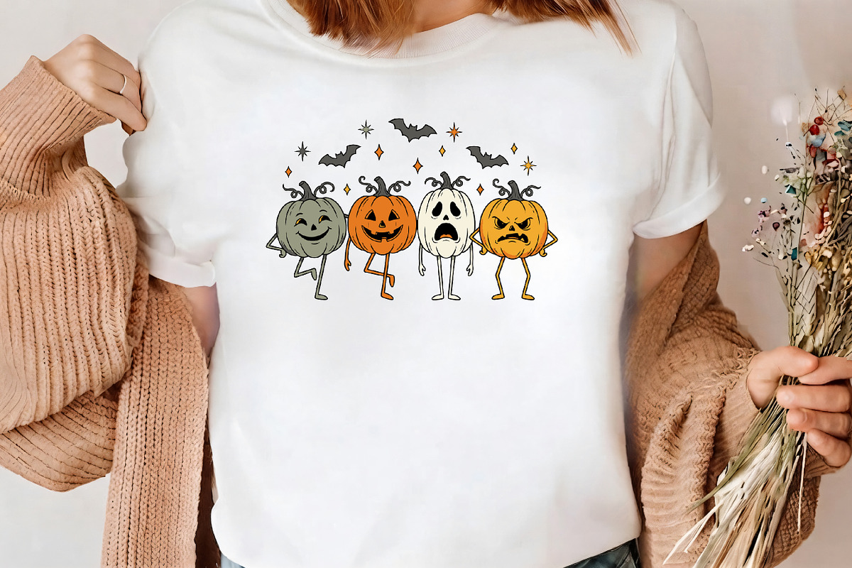 Four halloween pumpkins with faces, a Seasonal Illustration by CrexoraLab (Photo 3 of 4)