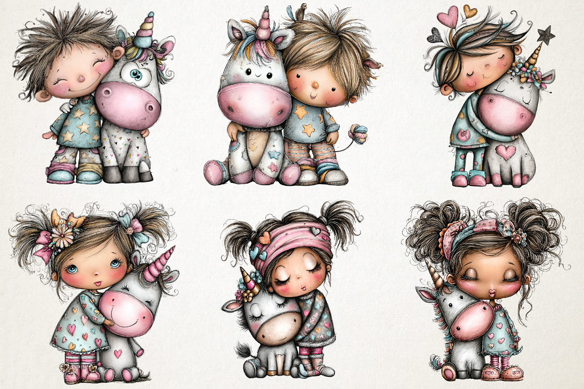 Cute Human and Unicorn Love Bundle, an Illustration by RobertsArt (Photo 7 of 7)