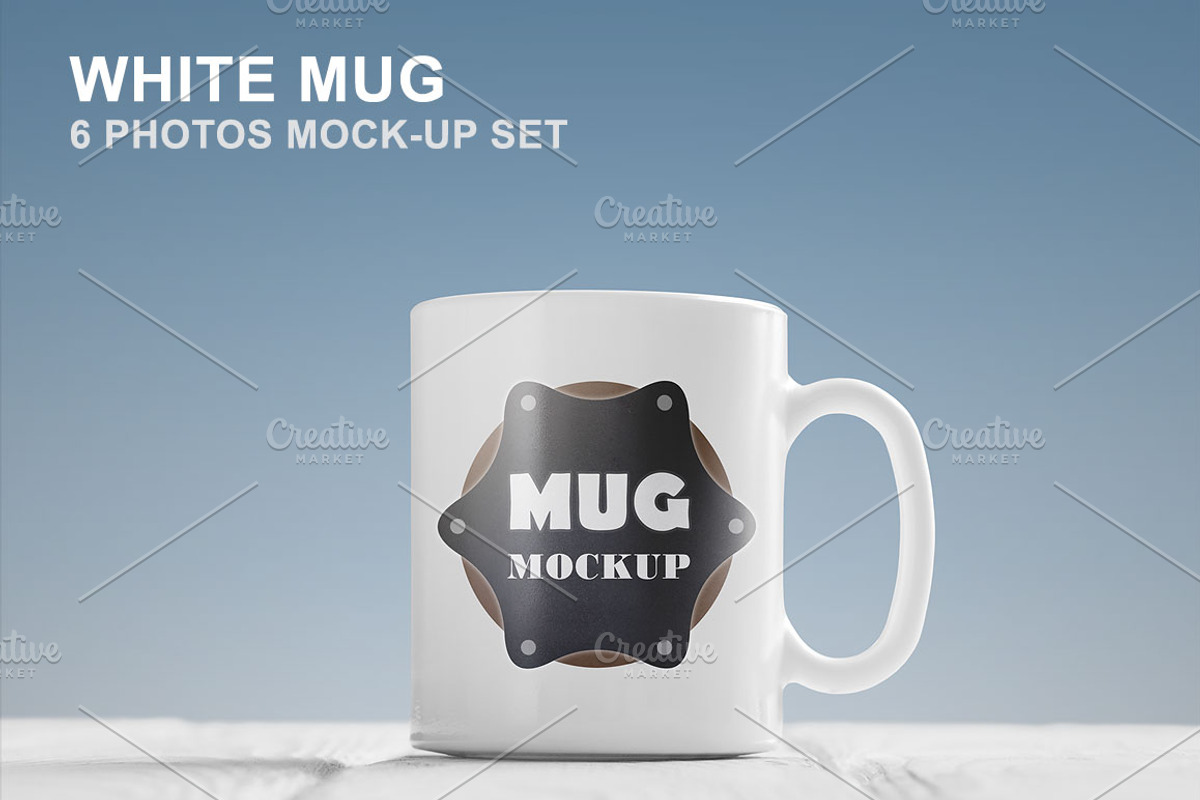 White Mug Mockup Set - 6 photos, a Cups & Container Mockup by mockupgeek (Photo 1 of 6)