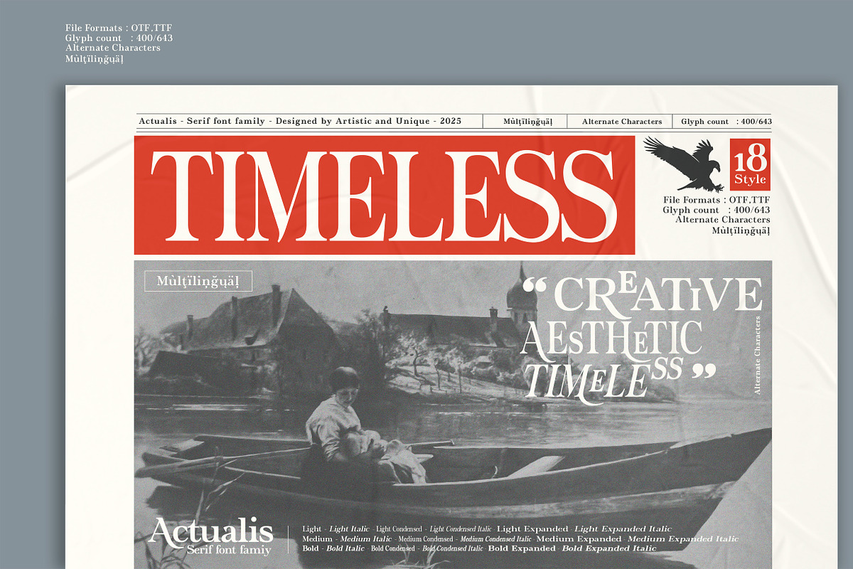 Actualis - Serif Font Family, a Serif Font by Artistic & Unique (Photo 8 of 15)