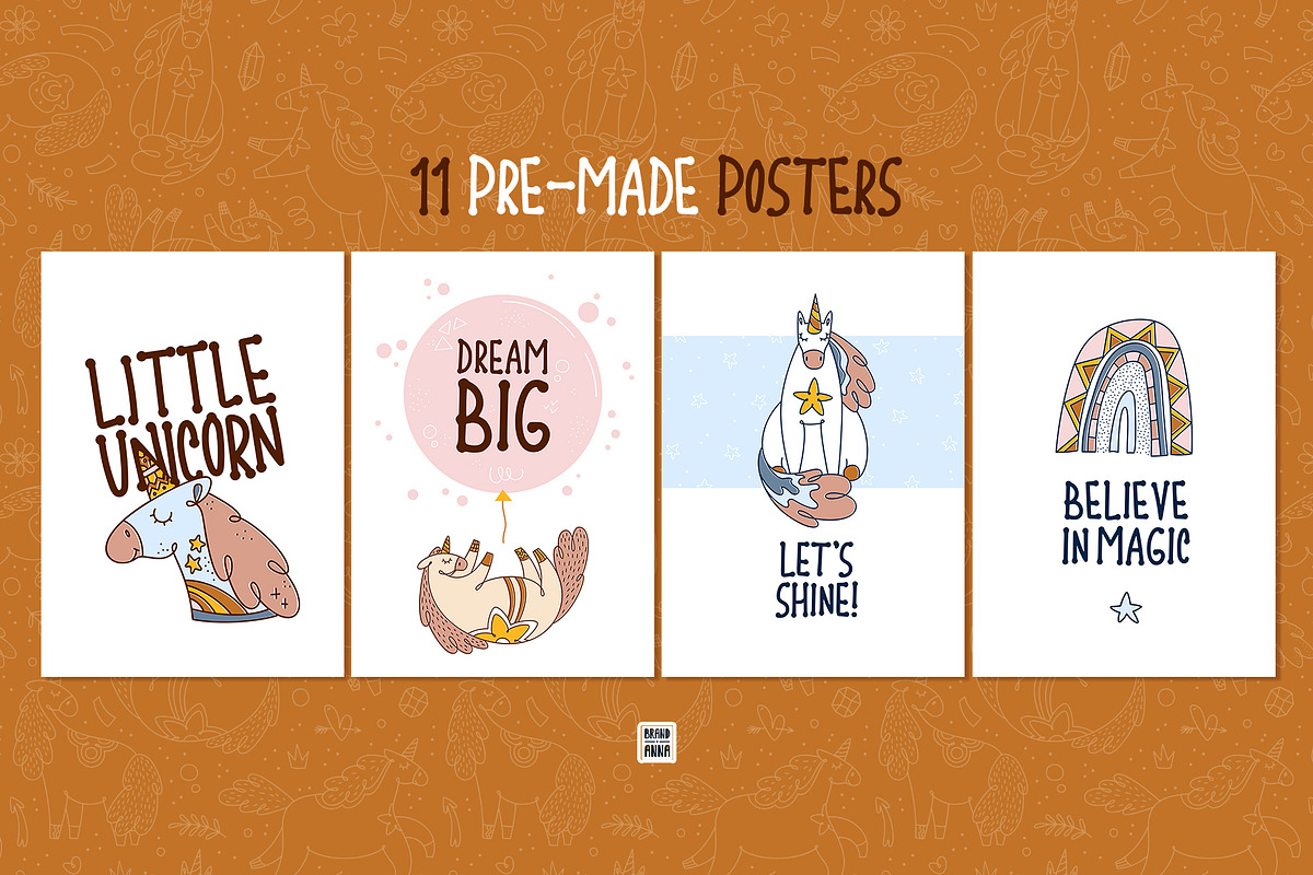 Little Unicorn vector clipart set, an Animal Illustration by Brandianna (Photo 11 of 14)