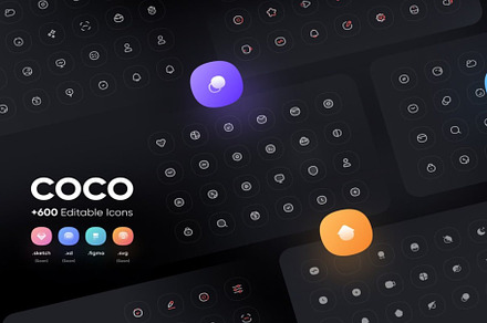COCO icon pack +600 Editable icons, a Solid Icon by Digital_Fantasies