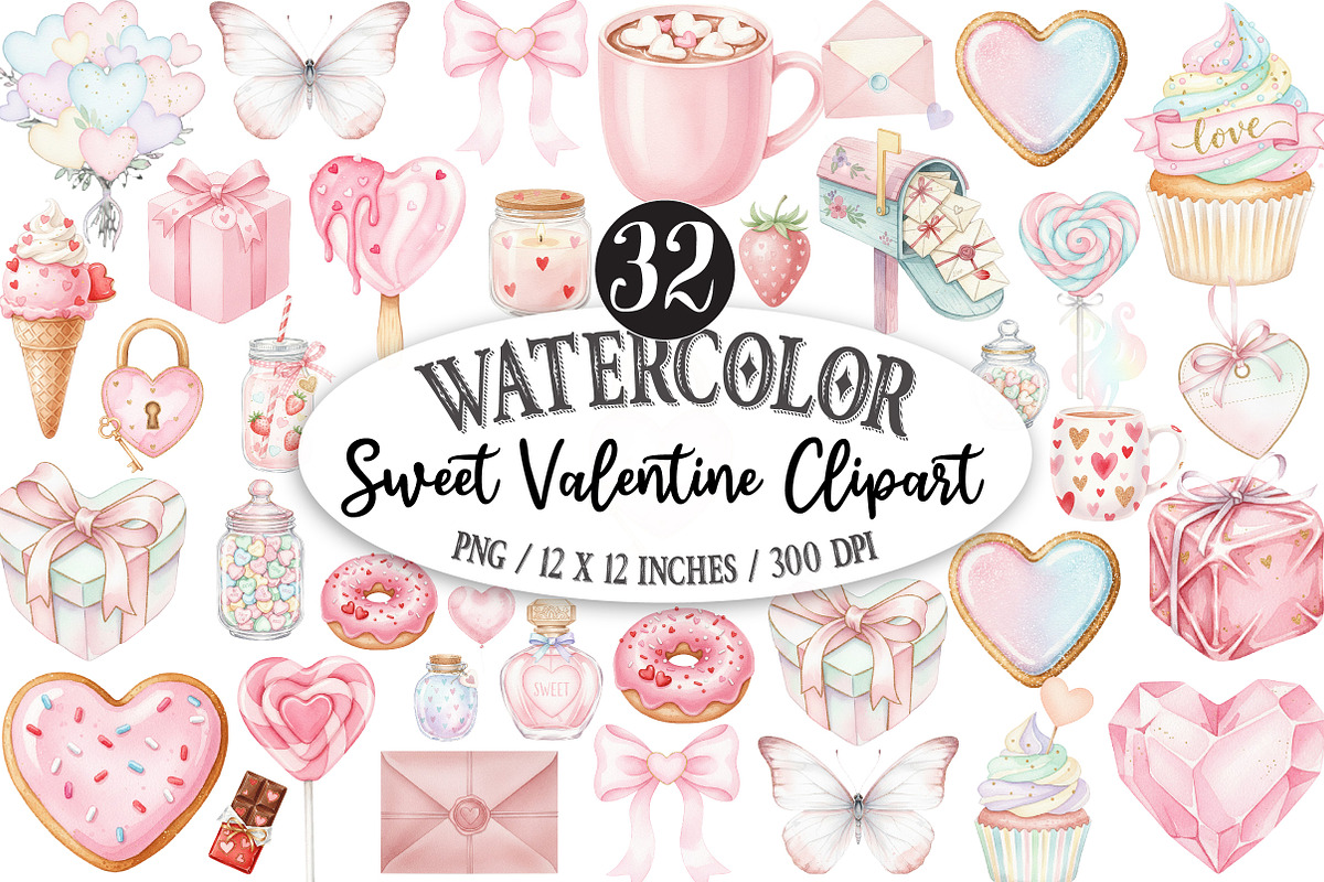Sweet Valentine Clipart, an Illustration by Designking (Photo 1 of 5)