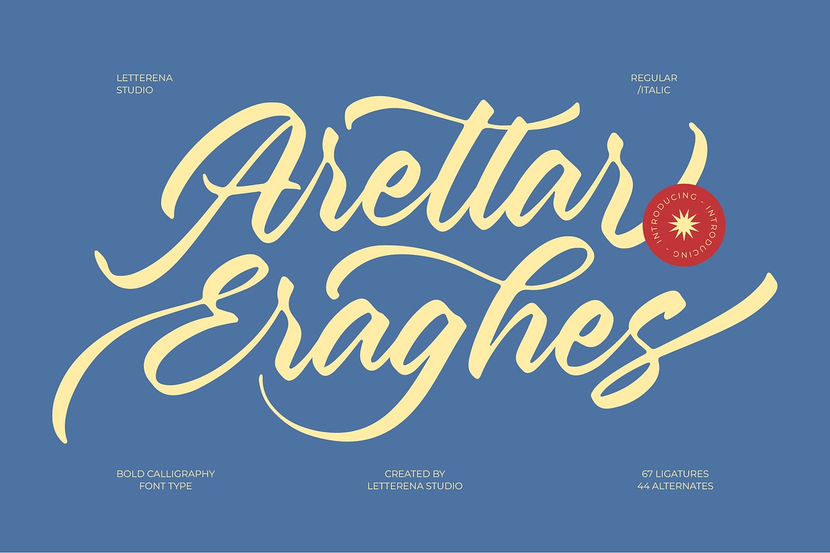 Aretlar Eraghes Bold Calligraphy, a Script Font by Letterena Studios Script (Photo 1 of 20)