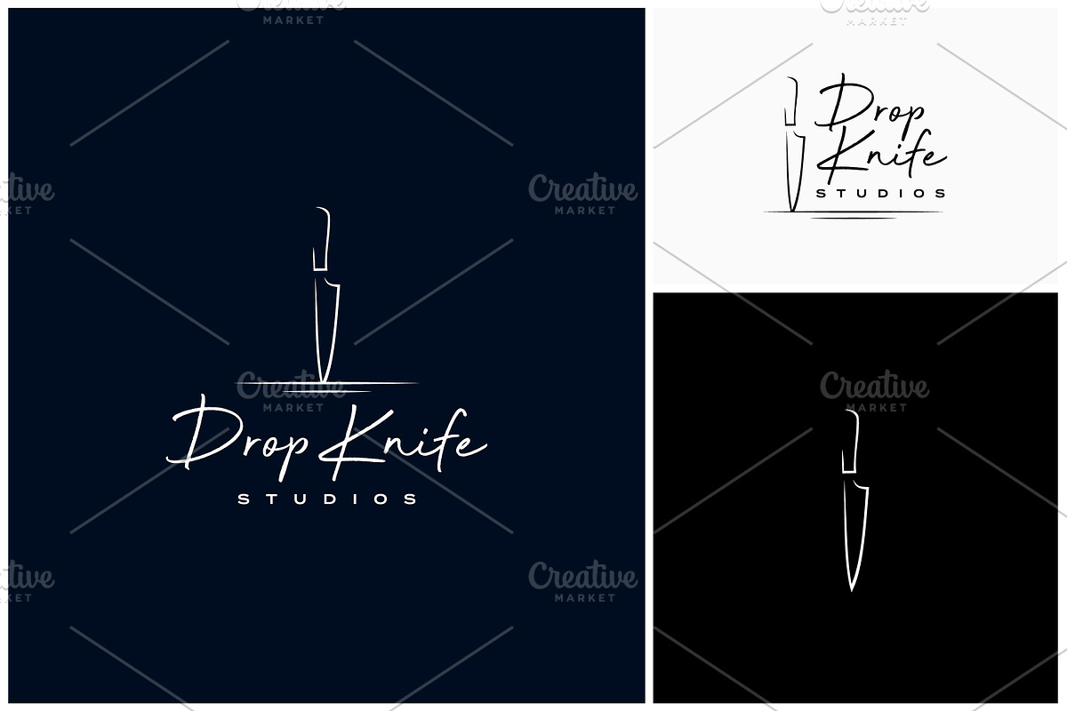 Chef Knife Line Art Restaurant Logo, a Branding & Logo Template by Enola99d