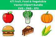 471 Food & Fruit Clipart Bundle, a Food Illustration by Awieee1 (Thumbnail 1 of 5)