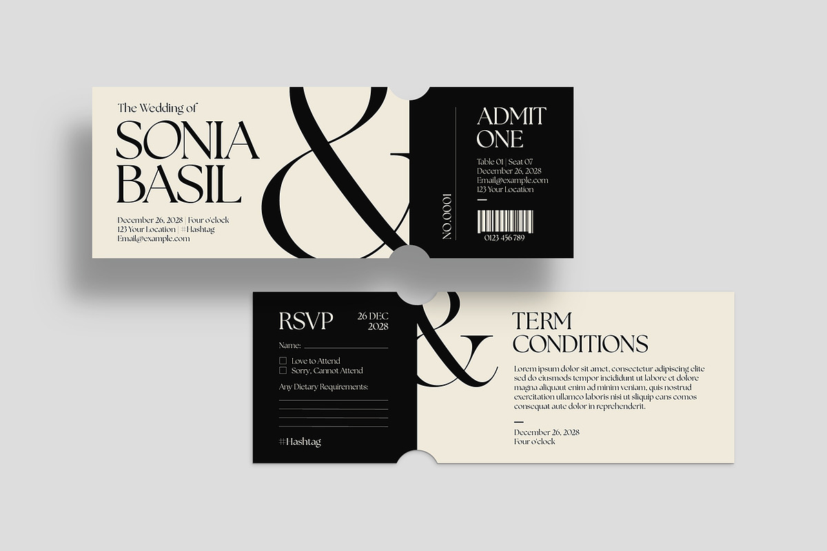Wedding Ticket Template, an Invitation Template by BrandPacks (Photo 2 of 6)