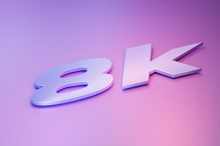 "8k" lettering on a pink background