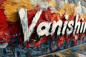 Colorful Vanishing Text On Urban Graffiti Wall Art