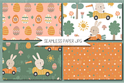 Bunny Driver clipart & paper set, a Pattern Graphic by Poppymoondesign (Thumbnail 4 of 7)