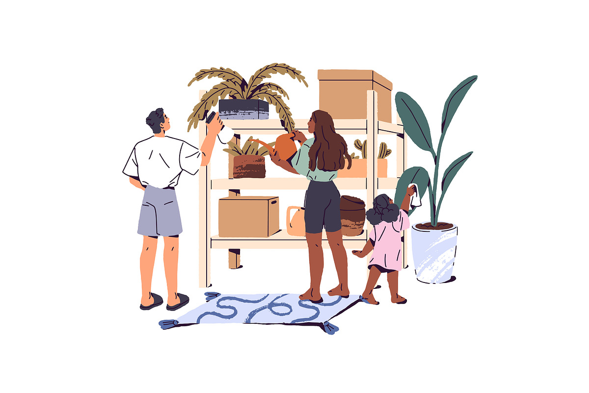 People cleaning home together set, a Person Illustration by PaperTrident (Photo 5 of 9)