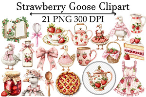 Strawberry Goose Clipart, an Illustration by Design Market
