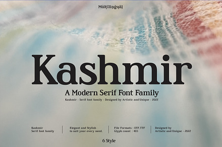 Kashmir - Serif font family, a Serif Font by Artistic & Unique