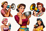 Pop Art Pin Up Girls Clipart Bundle, a Person Illustration by BusyDaydesign (Thumbnail 3 of 9)