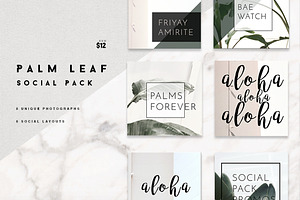 8 Pack Instagram Social Palm Layouts