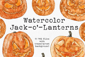 Watercolor Jack-o'-Lantern Clipart