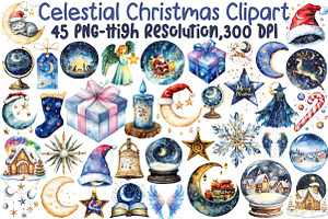 Celestial Christmas Clipart, an Illustration by Sublimation Artist