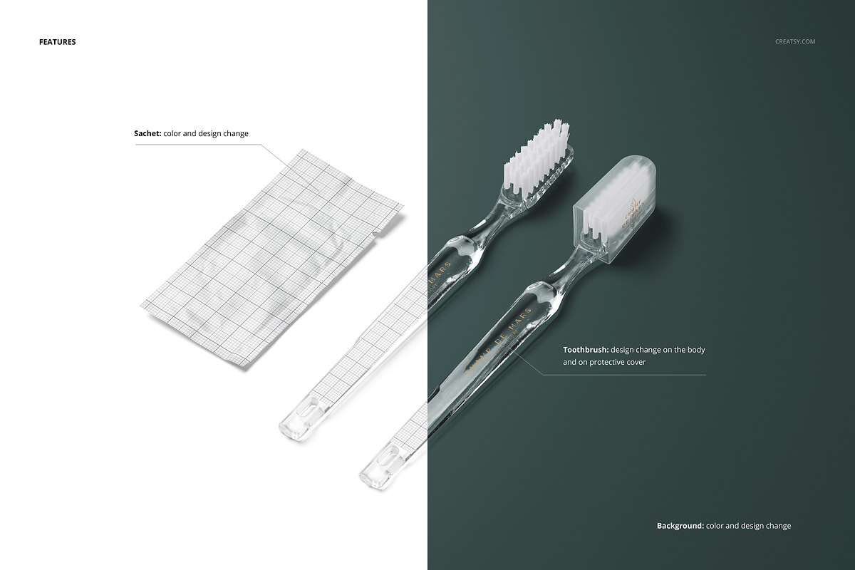 Hotel Dental Kit Mockup Set v.2, a Merchandise Mockup by creatsy5 (Photo 3 of 8)
