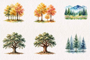 Watercolor Forest Landscape Clipart, a Seasonal Illustration by CreationArt (Thumbnail 2 of 7)