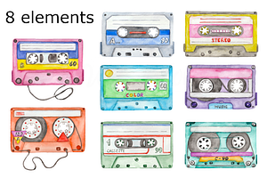 Watercolor Cassette Tapes