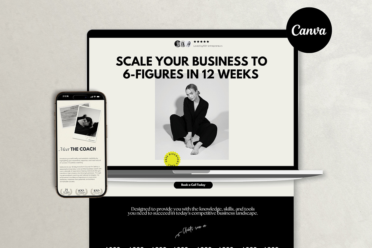 Minimal Landing Page Template Canva, a Landing Page Template by Row Creative (Photo 1 of 9)