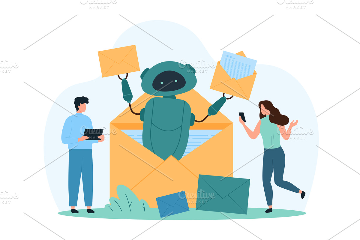 Mailbox management using AI, a Technology Illustration by Flashvector