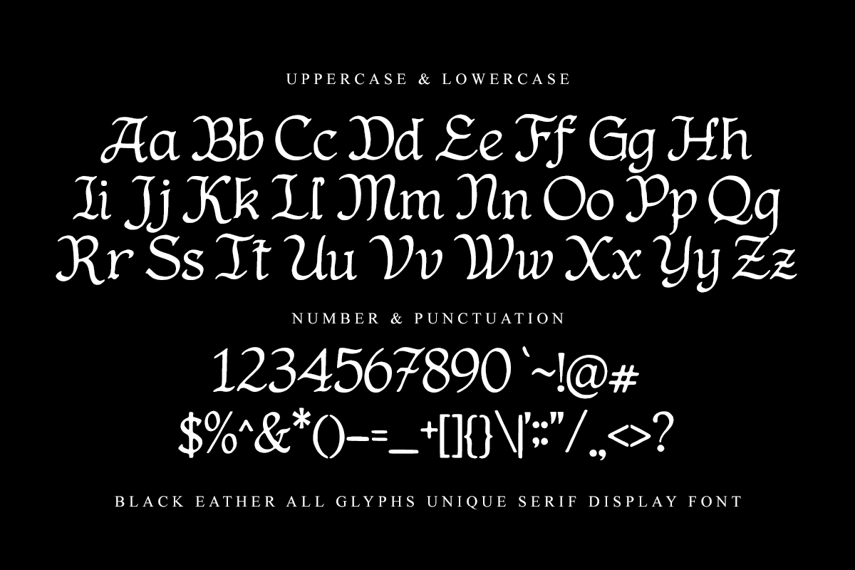 Black Eather - Vintage Elegant Font, a Blackletter Font by Pandeka Studio (Photo 9 of 9)