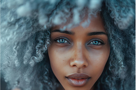 Stunning Afro girl grey hair studio, a Person Photo by Ylivdesign