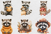 Autumn Raccoons Clipart, an Illustration by Black Bird Studio (Thumbnail 5 of 6)