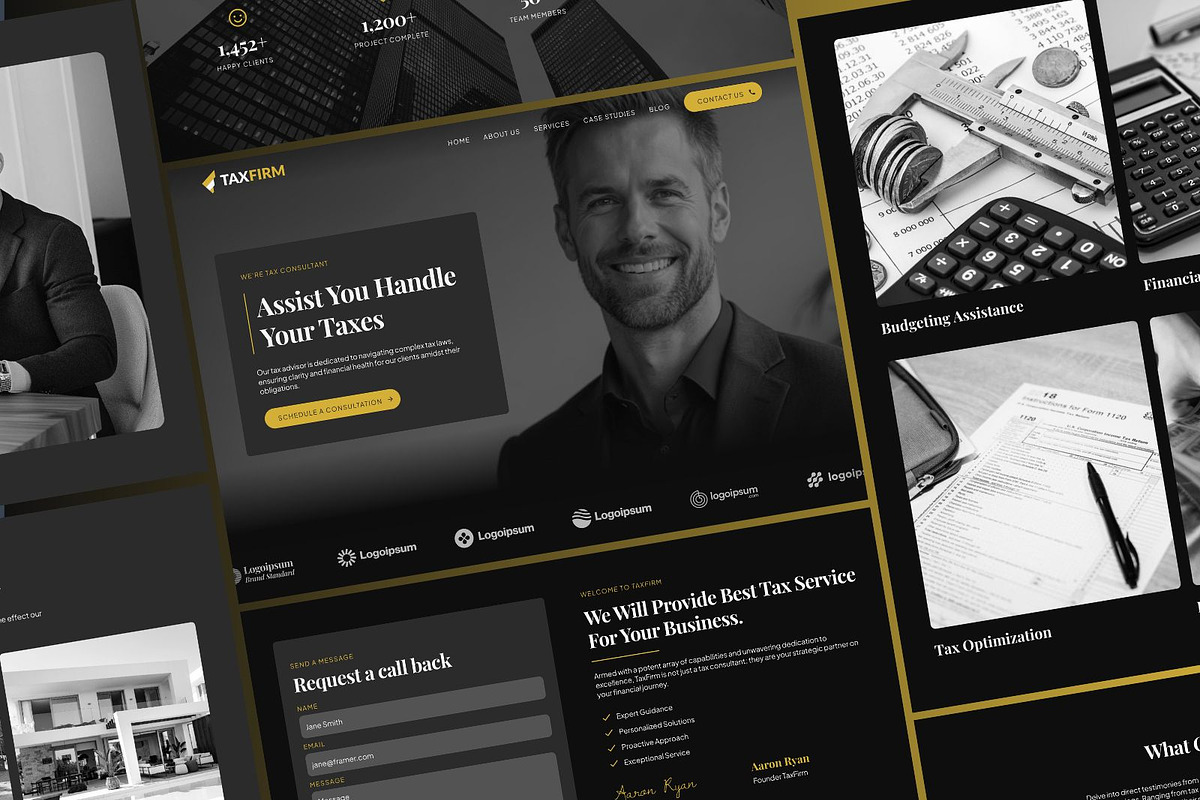 TaxFirm - Tax Consultant Framer, an UI Kit Template by Frameko (Photo 1 of 6)
