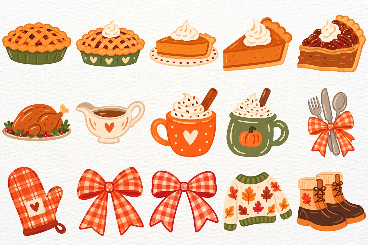 Thanksgiving Clipart Fall Turkey PNG, a Seasonal Illustration by SugarCloudStudioArt (Photo 5 of 6)