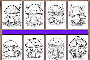 Cute Kawaii Mushroom Coloring KDP 2