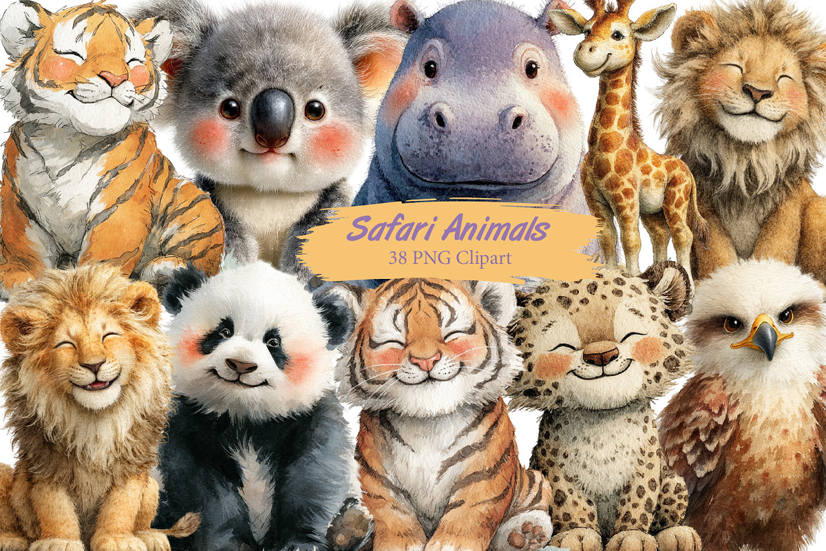 Safari Animals Clipart, an Illustration by DreamArtGraphic (Photo 1 of 4)