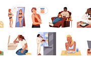 Eating disorder people. Unhealthy, a Food Illustration by YummyBuum (Thumbnail 2 of 3)