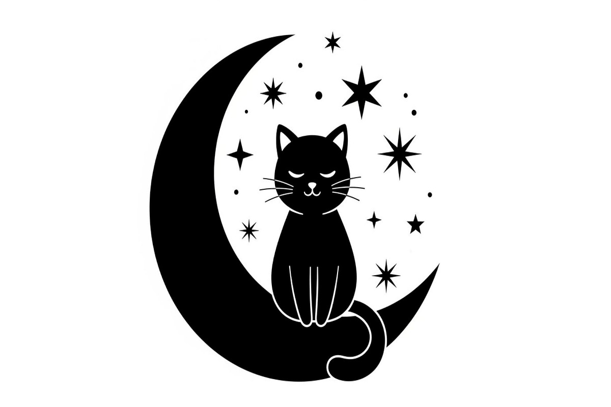50 Cat Moon Silhouette Vector Bundle, an Illustration by jahid234 (Photo 24 of 51)