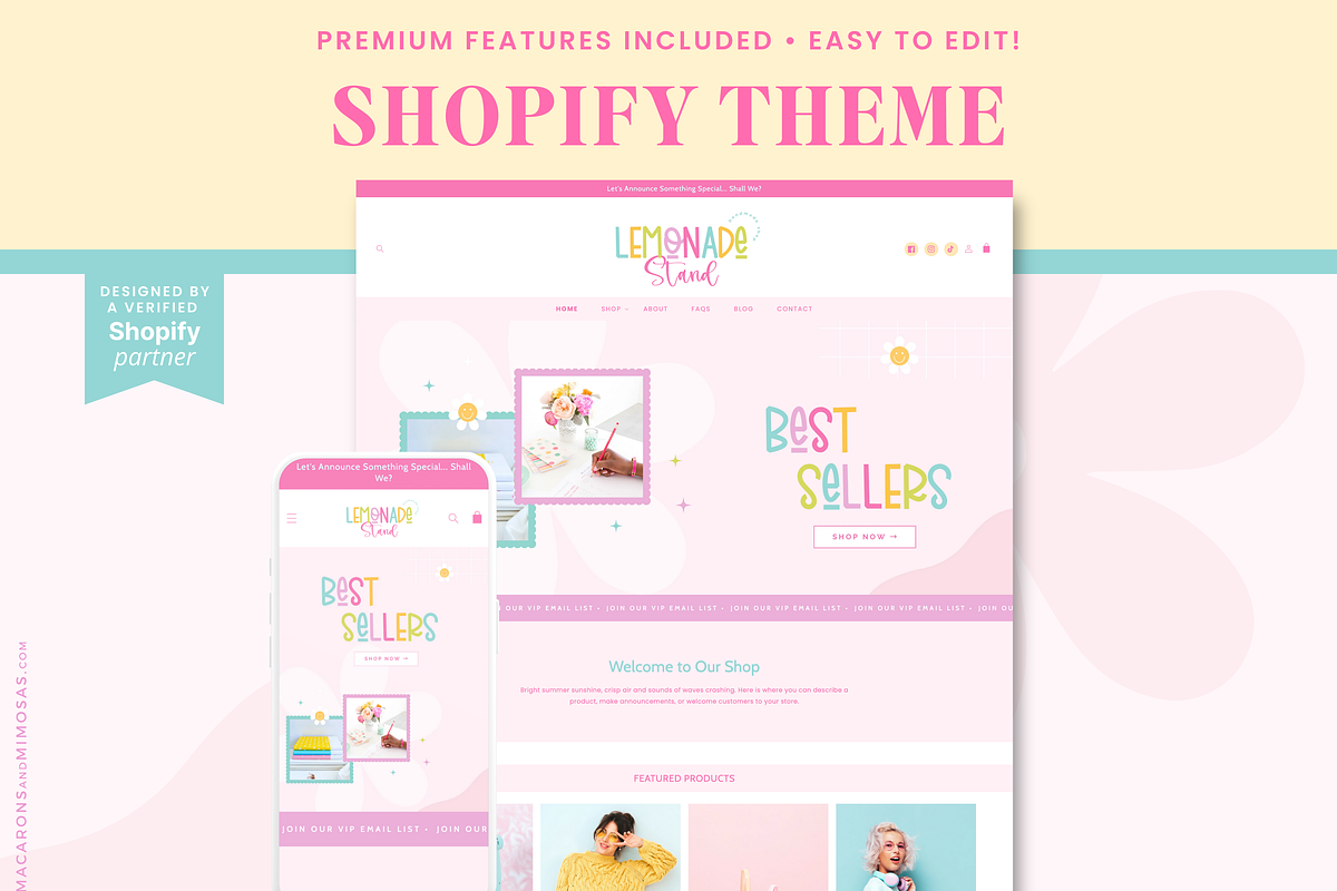 Bright Colorful Shopify Theme Retro, a Shopify Template by Macarons and Mimosas (Photo 1 of 10)