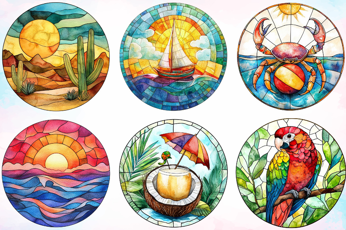 Round Stained Glass Summer, an Illustration by Canvas Craft (Photo 2 of 5)